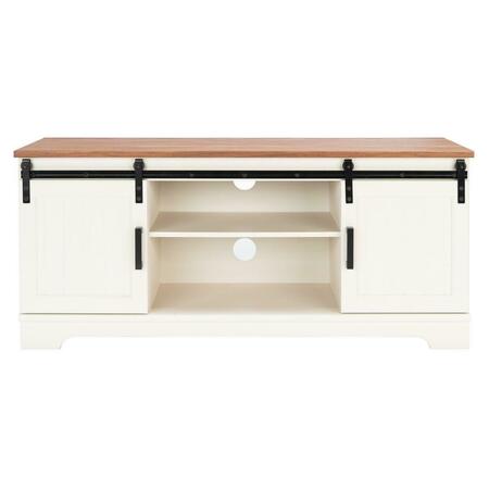 SAFAVIEH Braelynn 3 Shelf Media Stand, White Wash & Walnut MED9605A-2BX